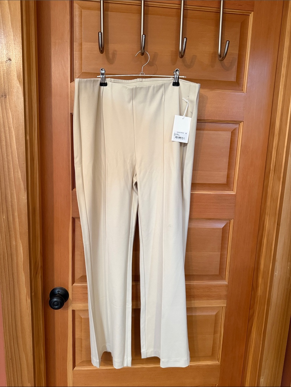 Nordstrom Light Cream Wide-Leg Pull-On Pants